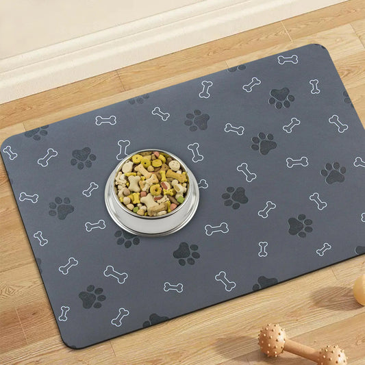 Pet Cat Dog Food Mat Non Slip Mat for Dog Water Bowl Mat Quick Dry Absorbent Cat Feeding Mat 24 * 16.9 in Dark Grey